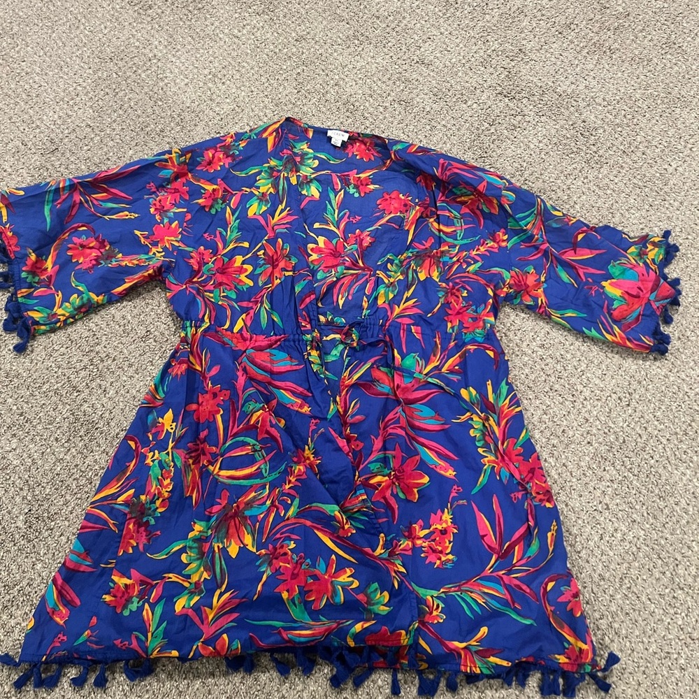 Floral coverup with Tassels- j crew